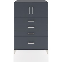 Hyperion Dolap Tek Raflı 4 Çekmeceli 2 Kapaklı 88x44x134 Antrasit-antrasit Antrasit
