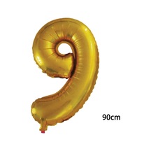 90 Cm 9 Rakamı Folyo Balon Altın Kahverengi