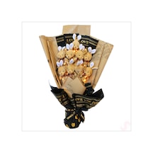 9 Kahve Pelüş Tavşanlı Led Işıklı Buket, 65cm x 45cm
