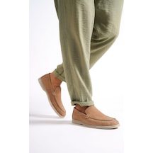 Mubiano Hakiki Deri - Mbkry22103bj Bej Nubuk Erkek Loafer Bej