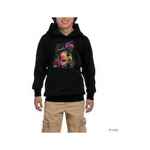 Zepplin Giyim Jimi Hendrix Siyah Çocuk Kapşonlu Sweatshirt