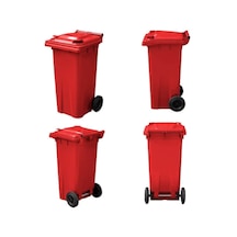 Kırmızı Plastik Çöp Konteyneri 120 Litre Konteyner - Isıya Karşı Kırmızı
