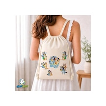 Ghostbastır Design Bluey Büzgülü Keten Çanta C033 Bej