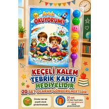20 Set Yeni Okumayı Öğrenen Öğrencilere Hediye Artık Okuyorum Yazılı 1. Sınıf Hatırası Keçeli Kalem Tebrik Kartı Hediyeli