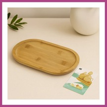 Gees Global Ahşap Bambu Oval Mini Servis Tepsisi 25 X 14 X 1.4 Cm Gbzs