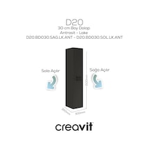 Creavit D20 30 Cm Sağa Açılır Boy Dolabı Antrasit Lake Antrasit