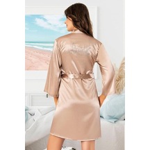 Faal 5911 Kadın Saten Bride Sabahlık-vizon Vizon