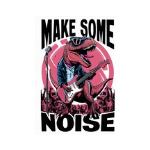 T-rex Elektro Gitar Çalıyor Dekoratif Ahşap Tablo 35cm X50cm