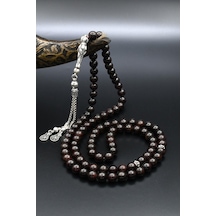 Doğal Garnet Taşlı 99'lük Tesbih 925 Ayar Gümüş 6mm Küre Kesim 902235