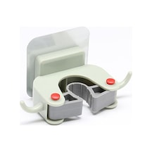 Yeşil Abs-silikon Sürekli Tutucu, İki Kanca İle Delmezsiz Duvar Takımı - Mop, Süpürge Ve Temizlik Gereçleri İçin Gri Gri