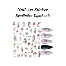 Nail Art Sticker Kendinden Yapışkanlı, Tırnak Süsleme, Tırnak Dövmesi Stikır 2248 Çok Renkli-2248
