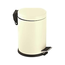 Premium Serisi 5 Litre Hacimli Paslanmaz Banyo-mutfak Pedallı Çöp Kovası Krem, 5l 6998