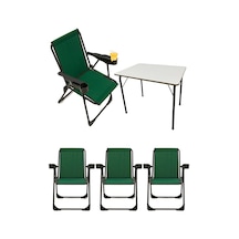 Silva 4 Adet Kamp Sandalyesi Bardaklıklı Lüks Yeşil + MDF Masa Yeşil
