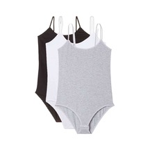3 Adet İp Askılı Kadın Çıtçıtlı Body Siyah Beyaz Gri Beden: Xl Çok Renkli