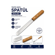 Labolist Tahta Saplı Spatül Orta Boy Paslanmaz Çelik