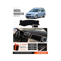 Skoda Roomstar 2006-2015 Uyumlu Torpido Koruma, Torpido Örtüsü, Torpido Kılıfı - Siyah-bej - Sk002