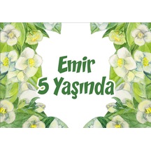 Beyaz Çiçekler Temalı Doğum Günü Afişi - 100x150 Cm