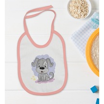 Bk Kids Köpek Tasarımlı Pembe Bebek Mama Önlüğü