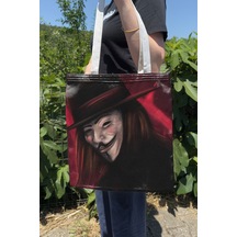 Zipzap V For Vendetta V1 Çift Taraflı Yazlık Kışlık Kanvas Baskı Bez Çanta