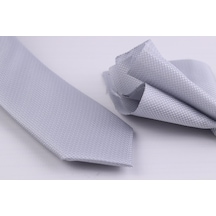Demfashion Özel Desenli Kravat Mendil Seti - Gri (533048779) Gri