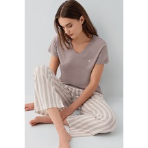 Pierre Cardin Kadın Kahverengi Pijama Takım Kahverengi