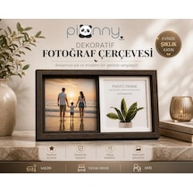 Pionny 2 Fotoğraflı Orta Boy Sürgülü Dekoratif Ahşap Çerçeve 10x15 Cm Koyu Kahve