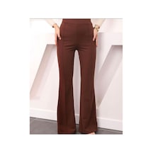 Unika Boutique Trend İspanyol Paça Bel Ve Bacak Bölgesi Toparlayıcı Tayt Pantolon Kahverengi