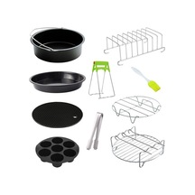 10 Parçalı Yui / Xiaomi / Philips / Kumtel Uyumlu Hava Fritözü Pişirme Aksesuarları Seti Siyah