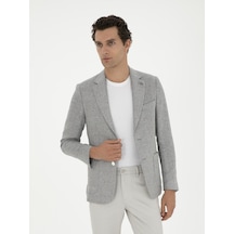 Cacharel Açık Gri Slim Fit Keten Karışımlı Spor Ceket
