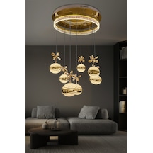 7 Li Eliza Top Modern Sarkıt Led Avize - Kumandasız / Gold Gold