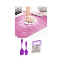 Silikon Hamur Açma Matı, Spatula&fırça, Şekilli Patates Bıçağı Hazırlık Seti Silikon