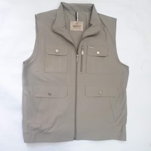 Osso Pamuklu Keten Bej - Gri Çok Cepli Avcı Yelek