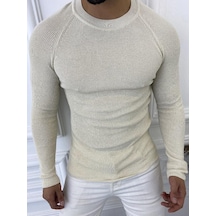 Elku Moda Kazak Slim Fit Naturel Örme Pamuk Tüylenmeyen Triko Dar Kesim Body Kazak 001