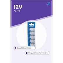 Kumanda Pili A27 27a Lr27 12v Alkalin 5 Adet Araç Anahtar Kumanda