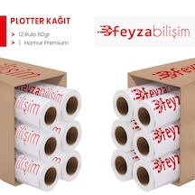 Feyza Bilişim® Premium Opak 80gr Plotter Kağıdı 45cm X 50mt-12