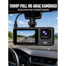 3 Kanallı Araç Kamerası Full Hd 1080p Kayıt 2 Ekran Park Gözetimi Desteği Yeni Nesil