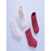 Caramell 2'li Kırmızı- Krem Kışlık Pamuklu Çorap 001