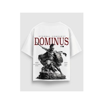 Yolo Street Domınus Antik Roma Savaşçı Baskılı Oversize T-shirt Premium %100 Pamuk Street Style Beyaz