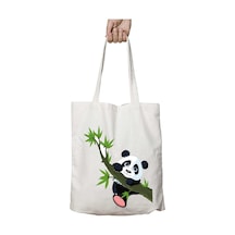 Art Hediye Panda Sevimli Panda Ağaçta İki Tarafı Kalıcı Baskılı Yıkanabilir Çanta Çok Renkli