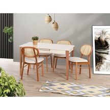 Uyar Beyaz Ahşap Ayak 4 Adet Milenyum Sandalye 160+30 Paris Açıl