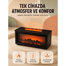 Alev Efektli Hava Nemlendirici Aromaterapi Difüzörü Uzaktan Kumandalı 250 Ml Altın - Çok Renkli
