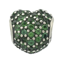Nur Silver Yeşil Kalp Gümüş Charm Nur-bl02008