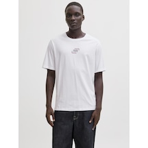 Jack & Jones Bisiklet Yaka Logo Baskili Tisört - Corp - 12268415 - 1 Beyaz