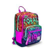 Coral High Dört Bölmeli Pembe Lacivert Grafiti Ortaokul Çantası - Kız Çocuk