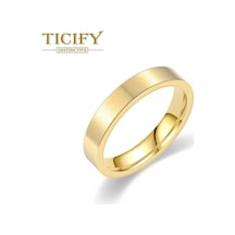 Altın 4mm Vejetaryen Yüzük Basit Mat Titanyum Çelik Yüzük 8 Altın