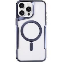 Apple iPhone Uyumlu  16 Pro Max Uyumlu Kılıf Boyi Magsafe Silikon Kapak - Lacivert