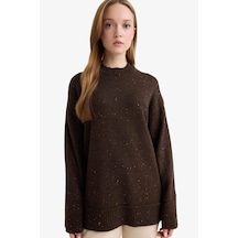 Defacto Loose Fit Bisiklet Yaka Triko Tunik F3242ax25wnbn258 Kahve-bn258