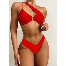 Ezra Özel Tasarım Orta Halka Detaylı Desteksiz Kaplı Bikini Takım