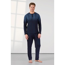 Doreanse Erkek Lacivert Düğme Yaka T-shirt Pijama Takımı 25k4534-standart Lacivert