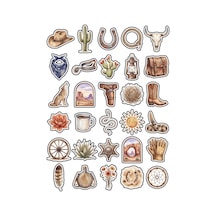 30 Adet Vintage Çöl Ve Kovboy Sticker Seti - Laptop Ajanda Scrapbook İçin Çok Renkli
